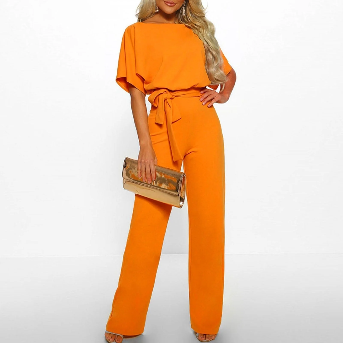 Dames jumpsuit met strikceintuur – Elegante wide leg pasvorm