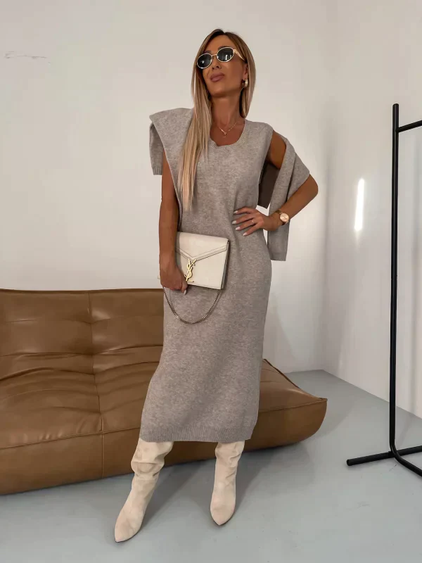 Gebreide Set met Coltrui – Midi Rok en Trui