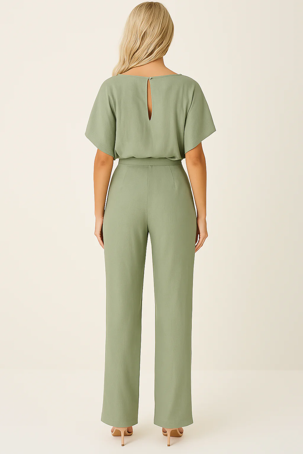 Dames Jumpsuit met Ceintuur – Elegante Rechte Pijpen