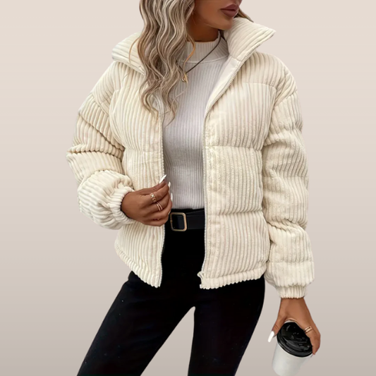 Anna - Geribbelde gewatteerde jas met rits