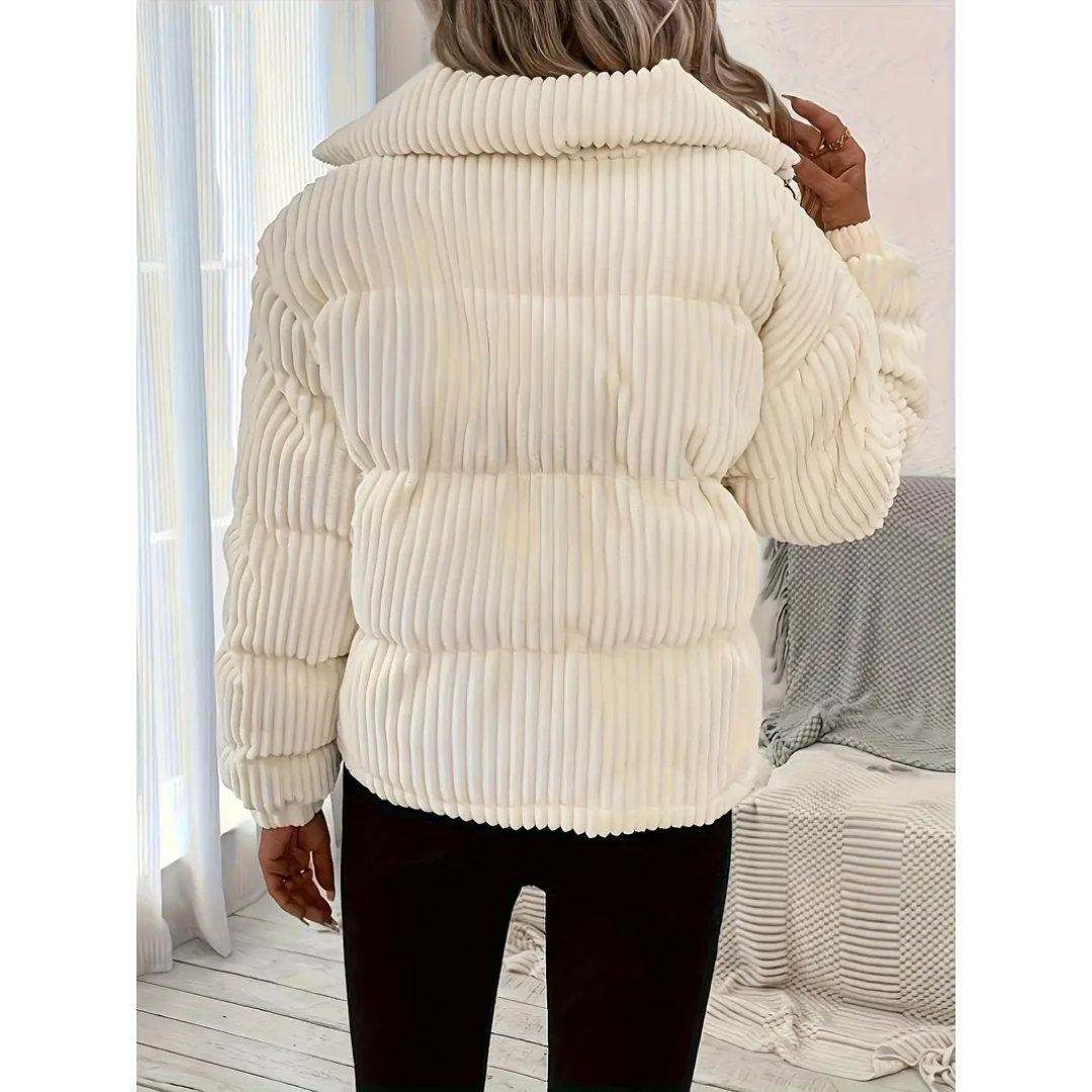 Anna - Geribbelde gewatteerde jas met rits