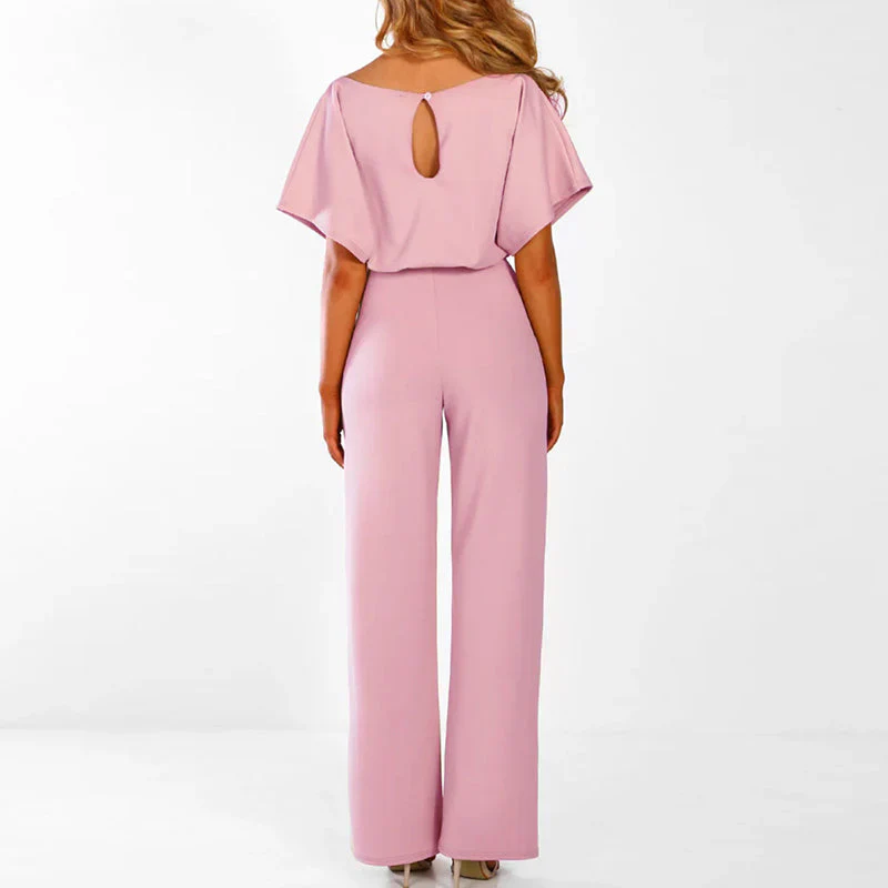 Dames Jumpsuit met Ceintuur en Wijde Pijpen – Elegante One-Piece Outfit