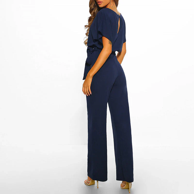 Dames Jumpsuit met Ceintuur en Wijde Pijpen – Elegante One-Piece Outfit