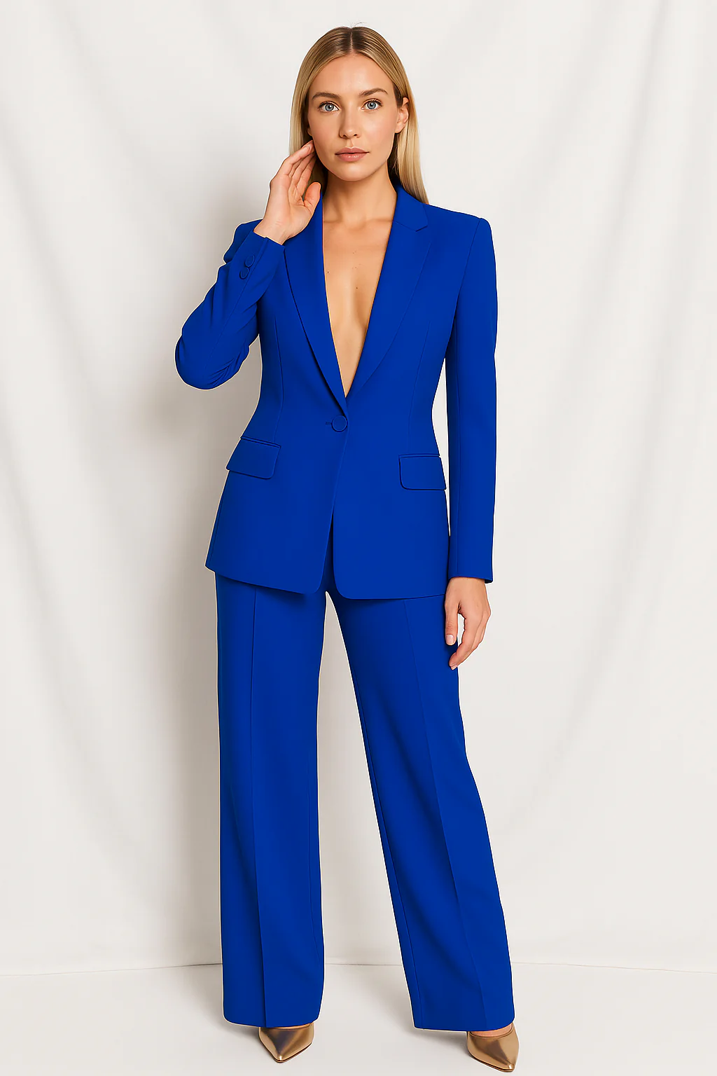Dames kostuumset – Blazer met rechte pantalon