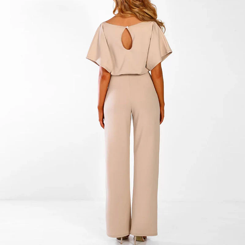 Dames jumpsuit met strikceintuur – Elegante wide leg pasvorm