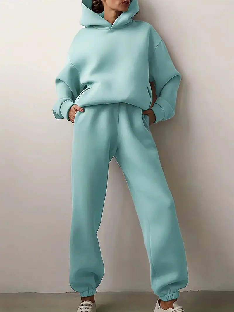 Dames hoodie-set – Relaxed fit met elastische zoom