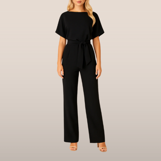 Dames Jumpsuit met Ceintuur – Elegante Rechte Pijpen
