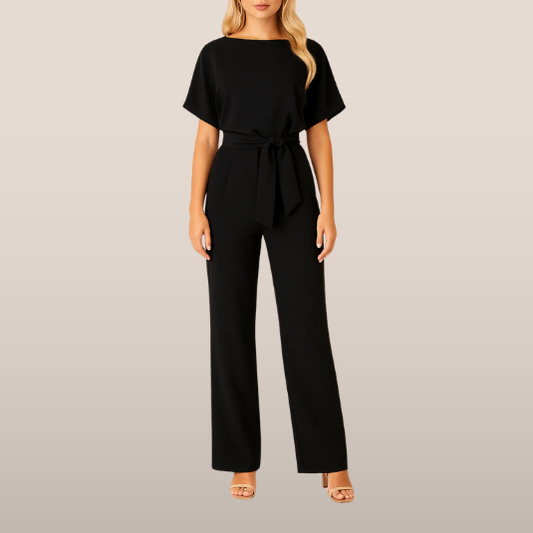 Dames Jumpsuit met Ceintuur – Elegante Rechte Pijpen