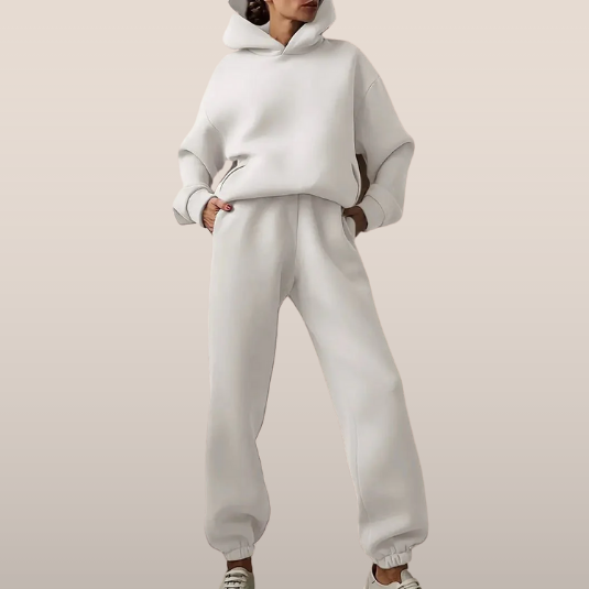 Dames hoodie-set – Relaxed fit met elastische zoom