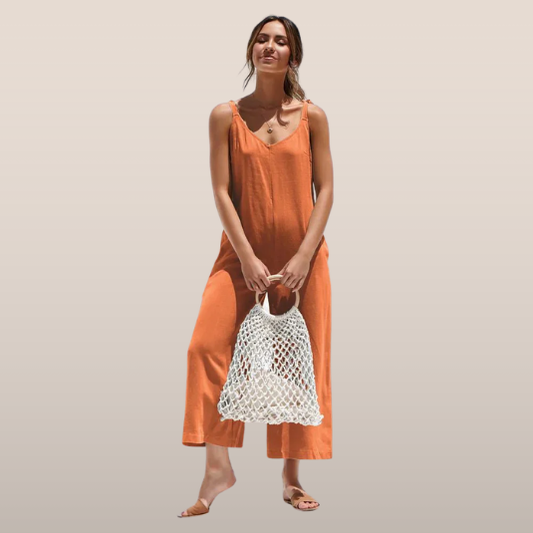 Dames Jumpsuit - Mouwloos - Lage Rug - Strikschouders - Zomerstijl